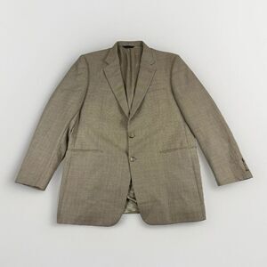 Burberry Kensington Wool Blazer Men 44L Beige Houndstooth USA Made 2 Button READ